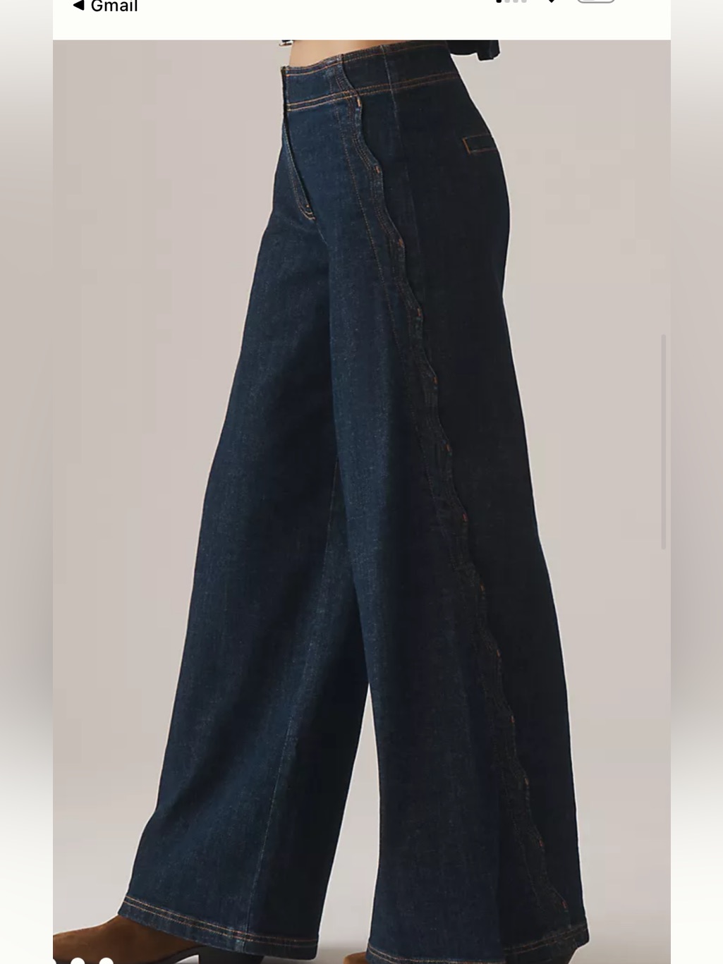 Maeve Dark Indigo Wide-Leg Jeans With Scalloped Side Seam